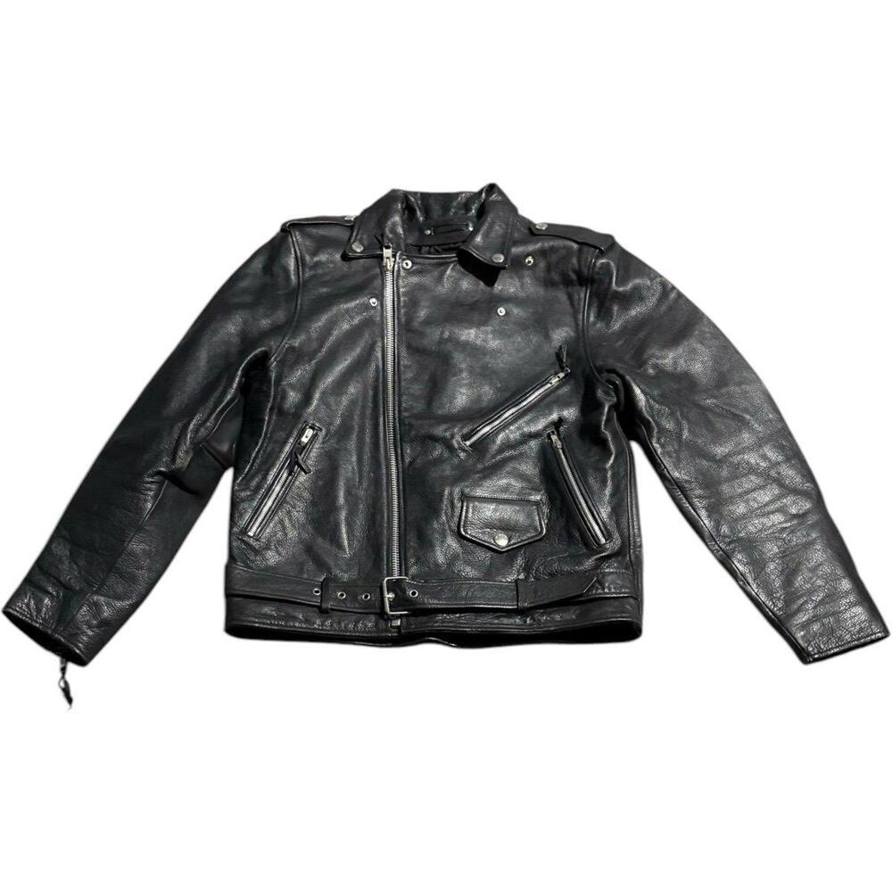 Vintage Wilsons Leather Motorcycle Jacket Biker Black Belted zip y2k grunge punk - Picture 3 of 11